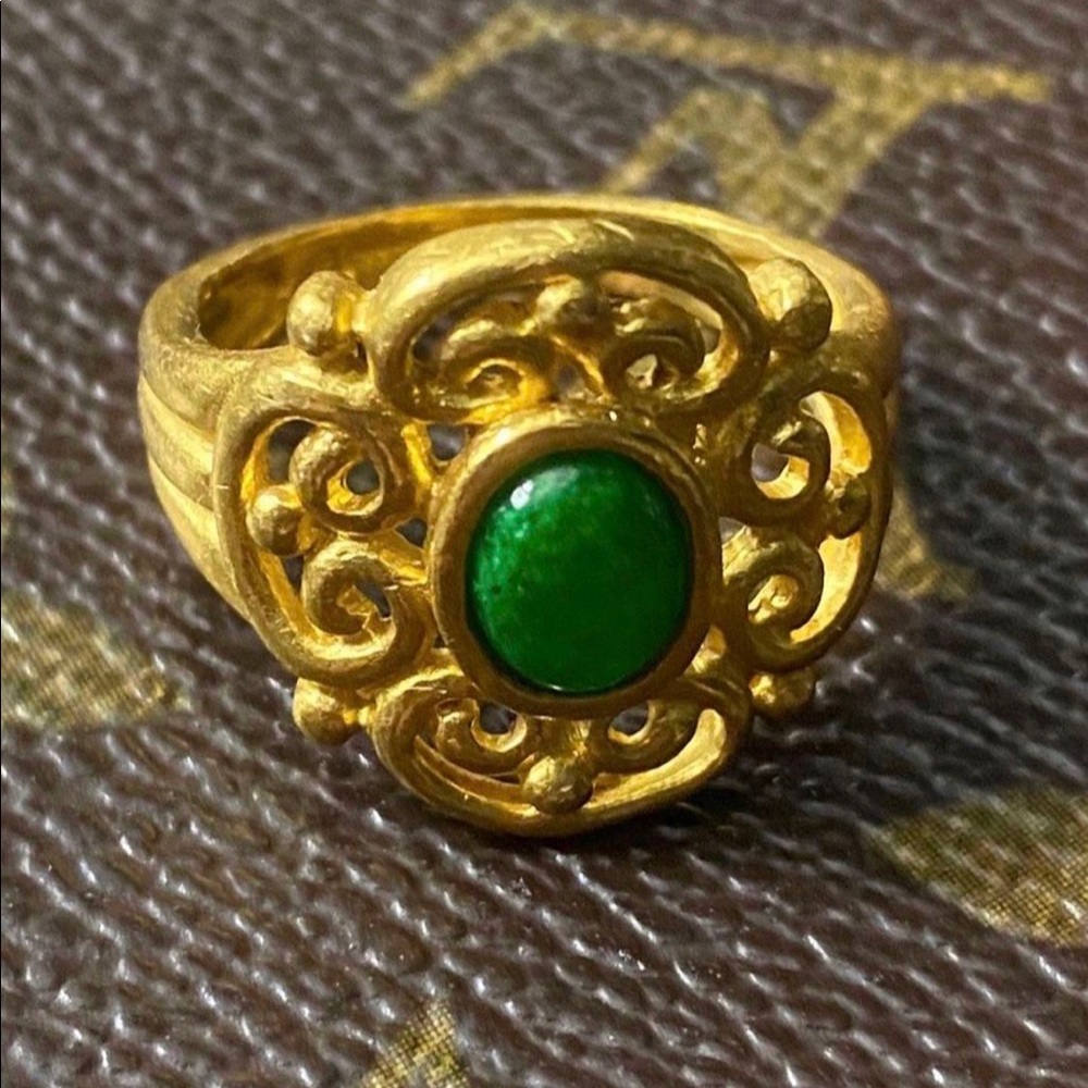 24k 999 gold jade ring size 9